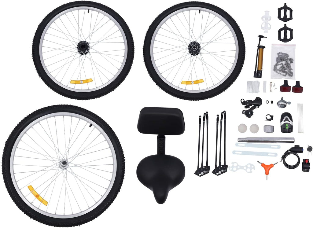 Tricycle pour adulte tricycle 24 pouces 7 vitesses 3 roues vélo avec panier et porte-gobelet d'eau, tricycle pliable pour adulte, lumière avant LED et réflecteurs UE