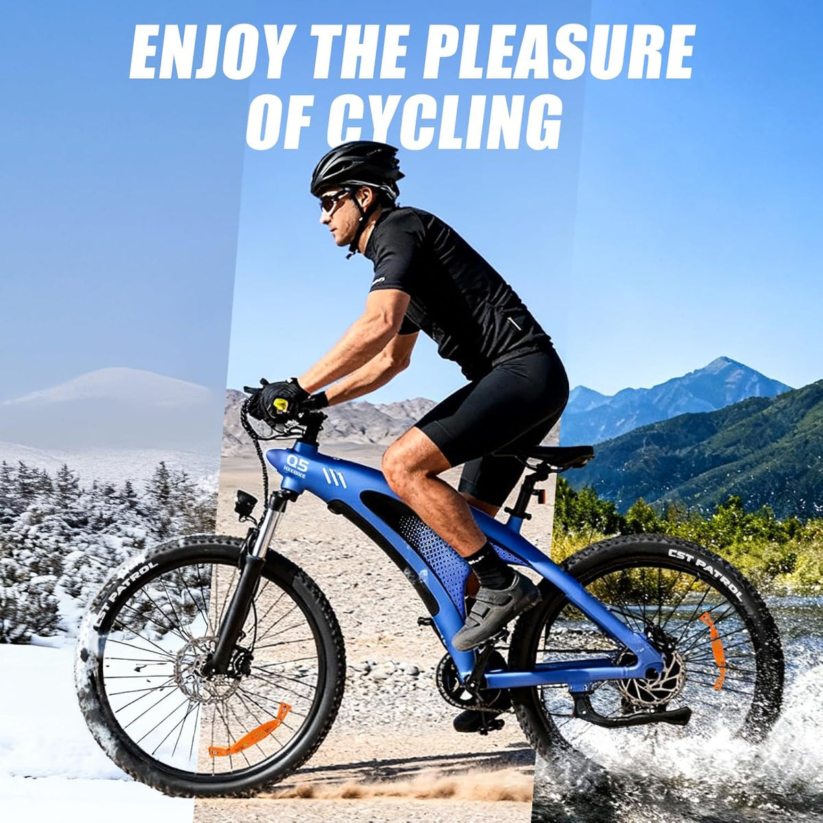 HX Q5 Vélo Électrique pour Adultes, E Bike 27,5 * 2,25'' Tout-Terrain, Jusqu'à 110km, 48V 20Ah Batterie Amovible, Shimano 7 Vitesses, VTT Électrique Homme Femme Fourche Suspendue, Freins Hydrauliques