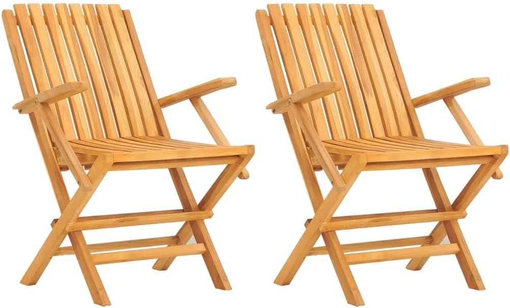 WHOPBXGAD Chaises de Pliantes Lot de 2 61x67x90cm Bois Massif Teck, Fauteuil de Exterieur Table Haute Exterieur Table et de Tables de