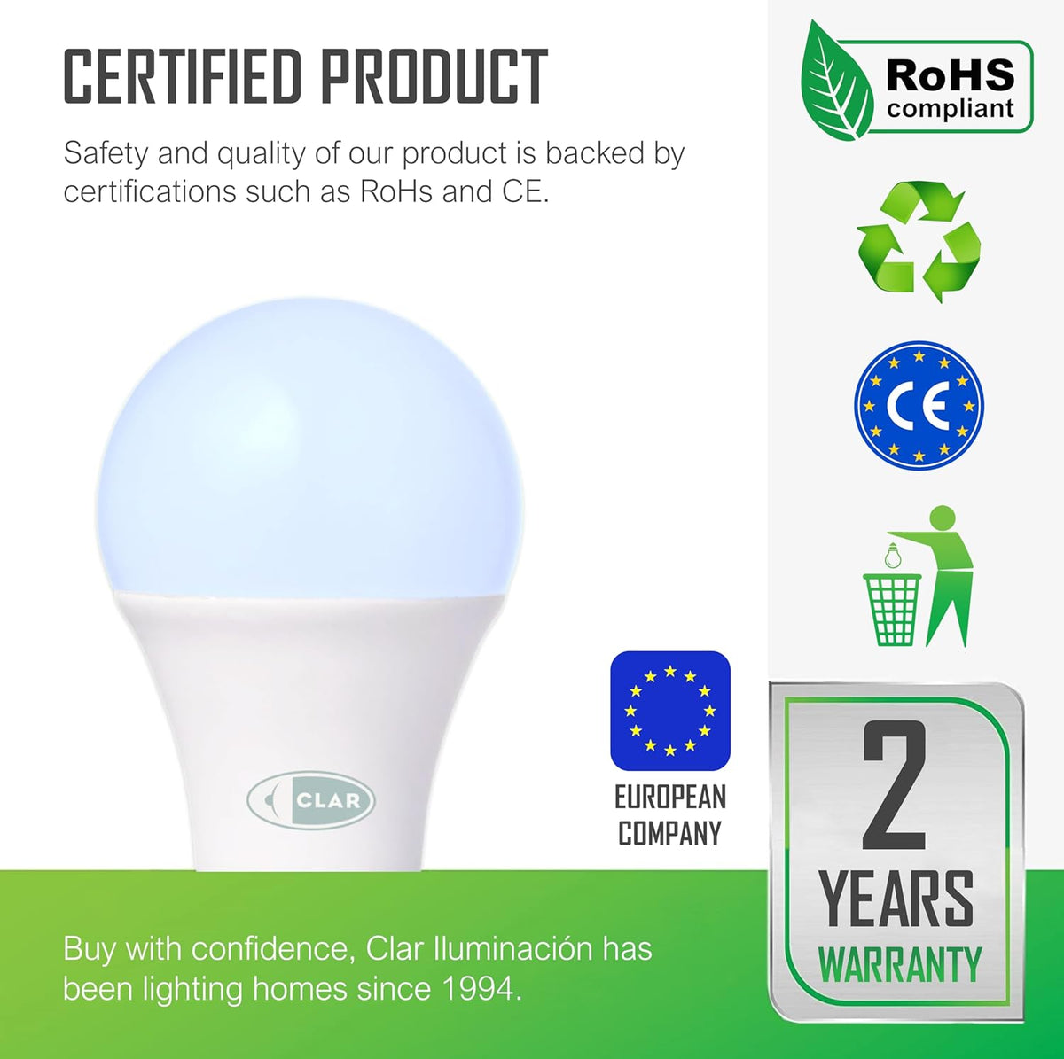 CLAR - Ampoule LED E27 Blanc Froid, Ampoule E27 Blanc Froid, Ampoule E27, Ampoules LED Intérieur E27, Ampoule LED Blanc Froid, Ampoule LED E27 100W, Ampoule Blanc Froid, Ampoules E27, 15W (Pack 100)