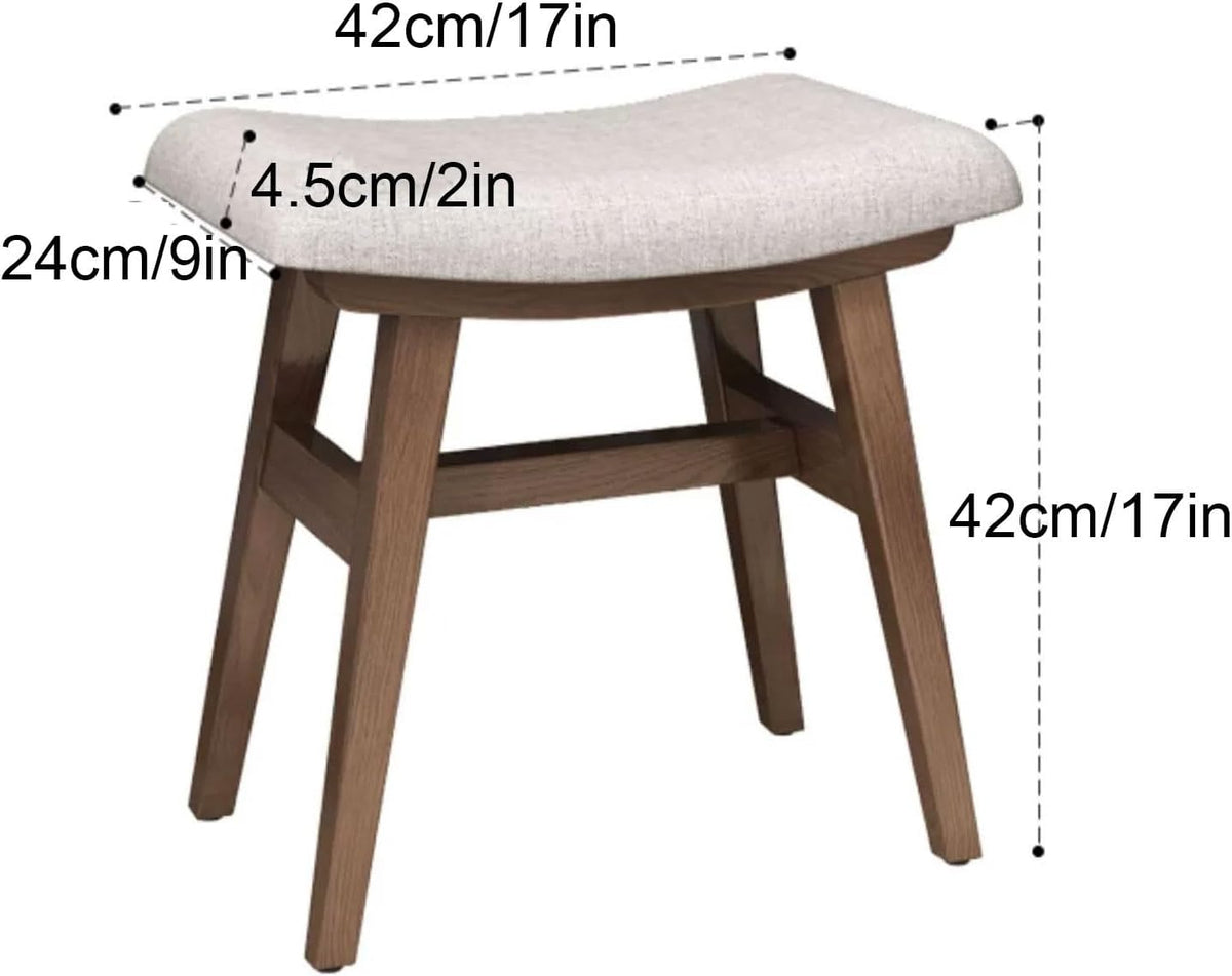 Tabouret de coiffeuse rembourré moderne et élégant avec pieds en bois, siège polyvalent pour femme, idéal pour coiffeuse et décoration d'intérieur