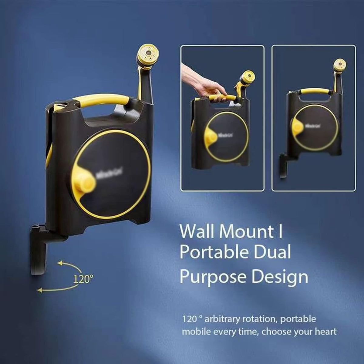 PRUJOY Kit de Tuyau d'arrosage, Chariot Mural de Recyclage Automatique, idéal pour l'arrosage du Jardin, Enrouleur de Tuyau d'arrosage extérieur