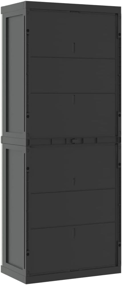 ShGaxin Armoire de rangement extérieure en polypropylène gris et noir 65 x 37 x 165 cm, armoire extérieure de jardin, meubles de jardin extérieur - 364201