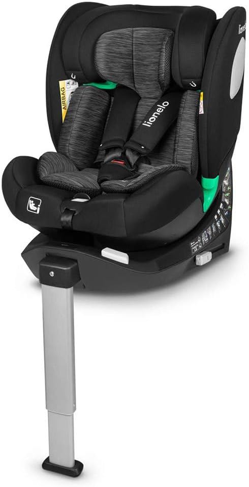 LIONELO Braam siege auto de 0 à 36 kg, jambe de force et Isofix ou ceintures de sécurité de voiture, rotation à 360 degrés face à la route ou dos à la route (Carbone Noir, BRAAM)