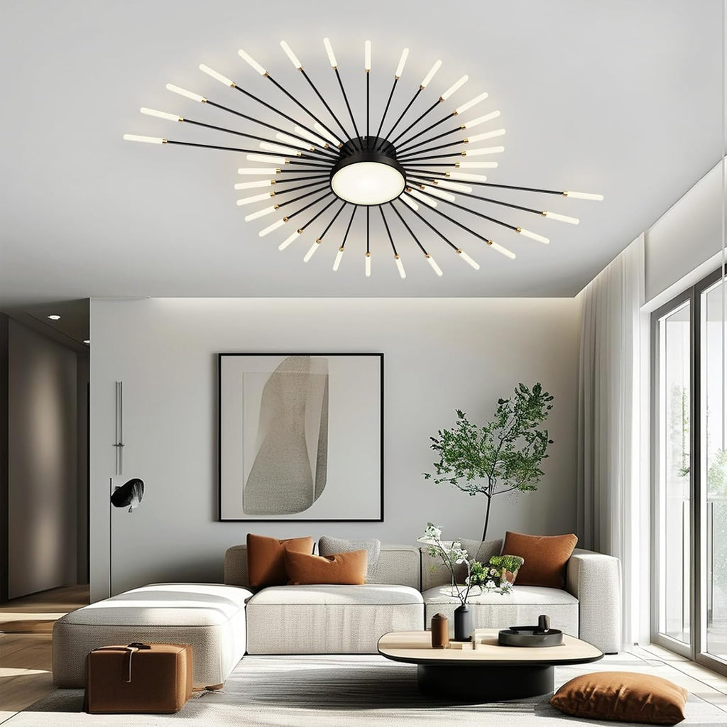 RRBEST Plafonnier LED Moderne Pour Salon,Acrylique Luminaire Plafonnier,Intérieur Design lampes de décoration pour salon chambre à coucher et salle à manger Noir,42+1 Tête