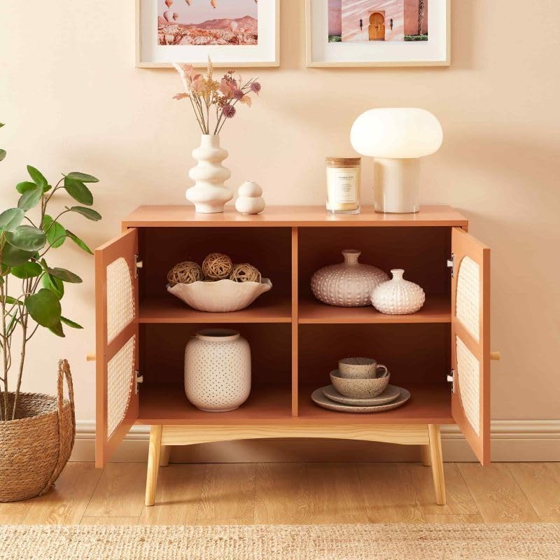 BAÏTA Buffet SIXTINE Terracotta et cannage rotin 90cm