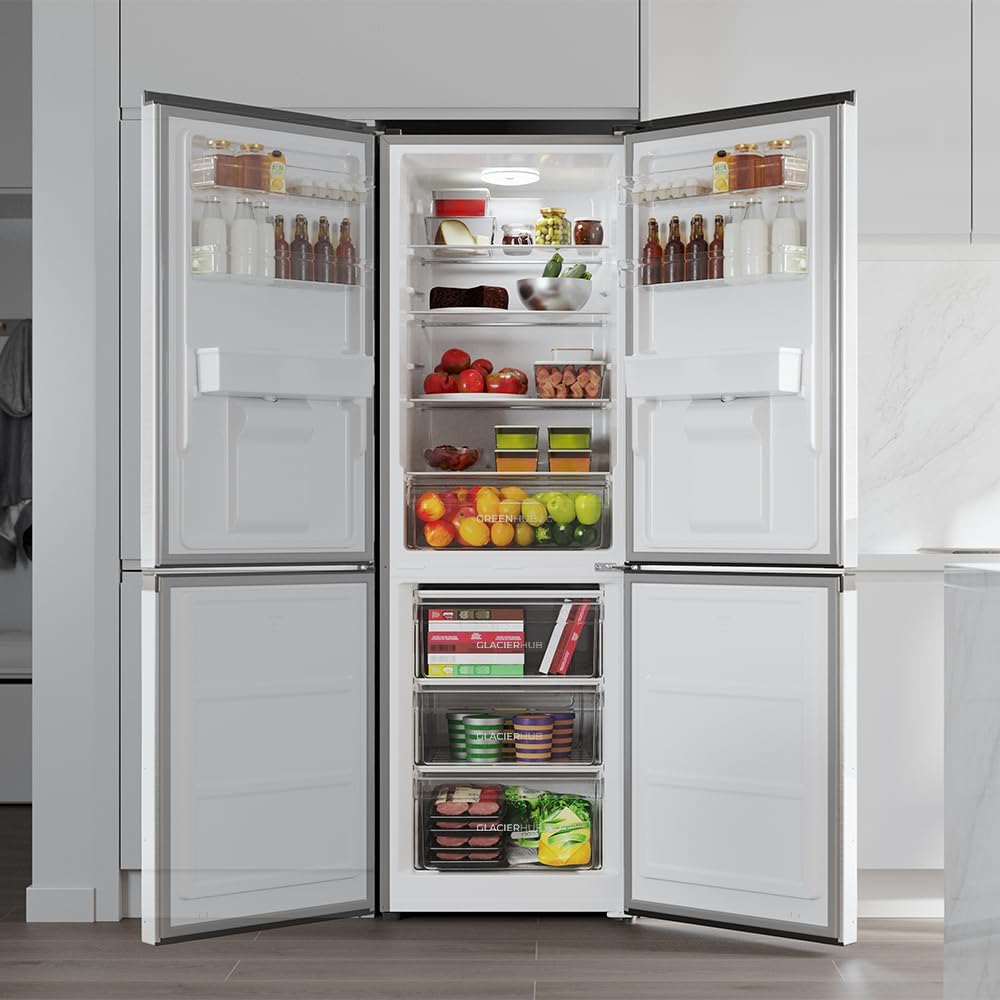 Cecotec Bolero CoolMarket Réfrigérateur Combiné 2 Portes Combi 296 DF WD Inox E. 296L, 60cm de Largeur, Fonctions FastCooling, FastFreezing et DeFrost, Intérieur LED, Distributeur d'Eau Intégré, Inox