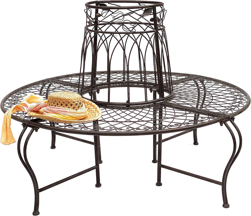 DanDiBo 96003 Banc rond en métal résistant aux intempéries Marron diamètre 130 cm