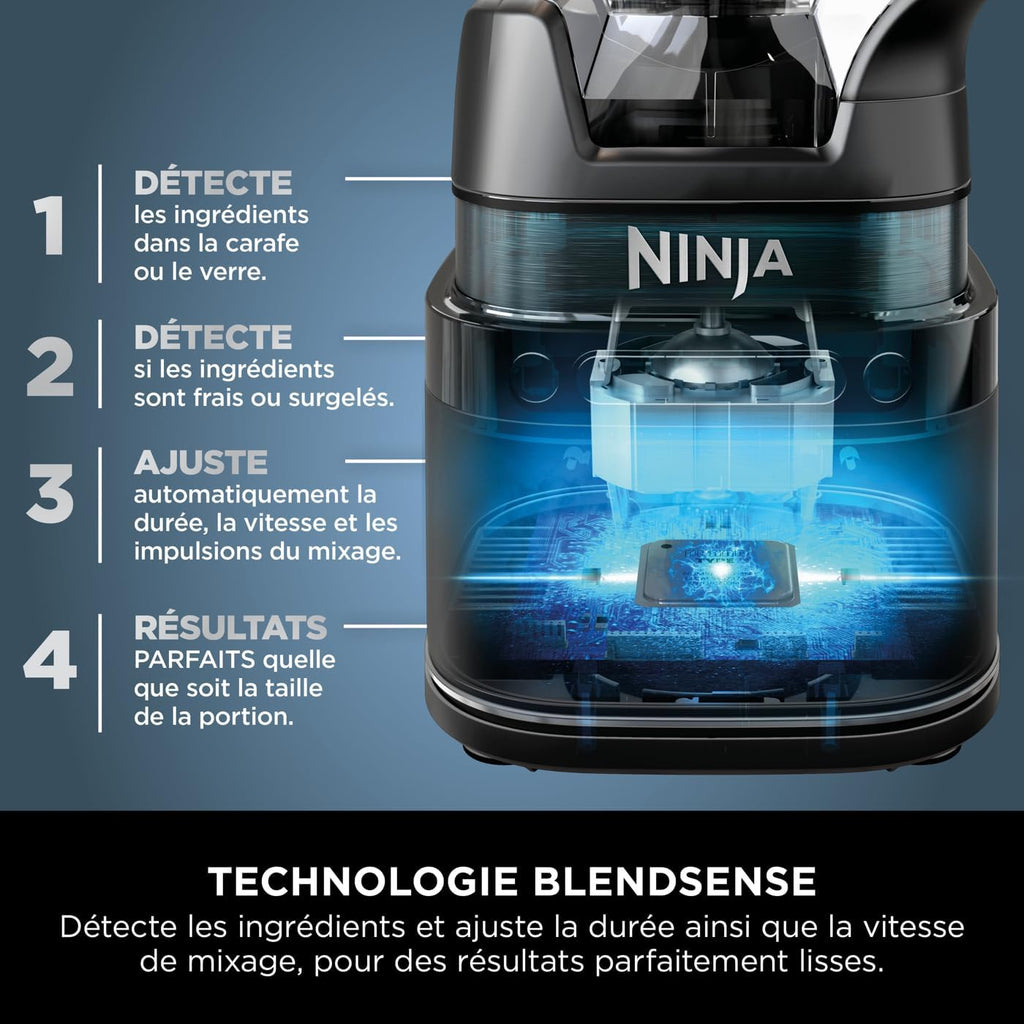 Ninja Detect Power Blender Pro et Single Serve 2-en-1, mixeur 1200W avec récipient 2L, 1 gobelets individuel, mixeur pour smoothies et boissons glacées, hachage de légumes, Noir et Cuivre, TB301EUCP