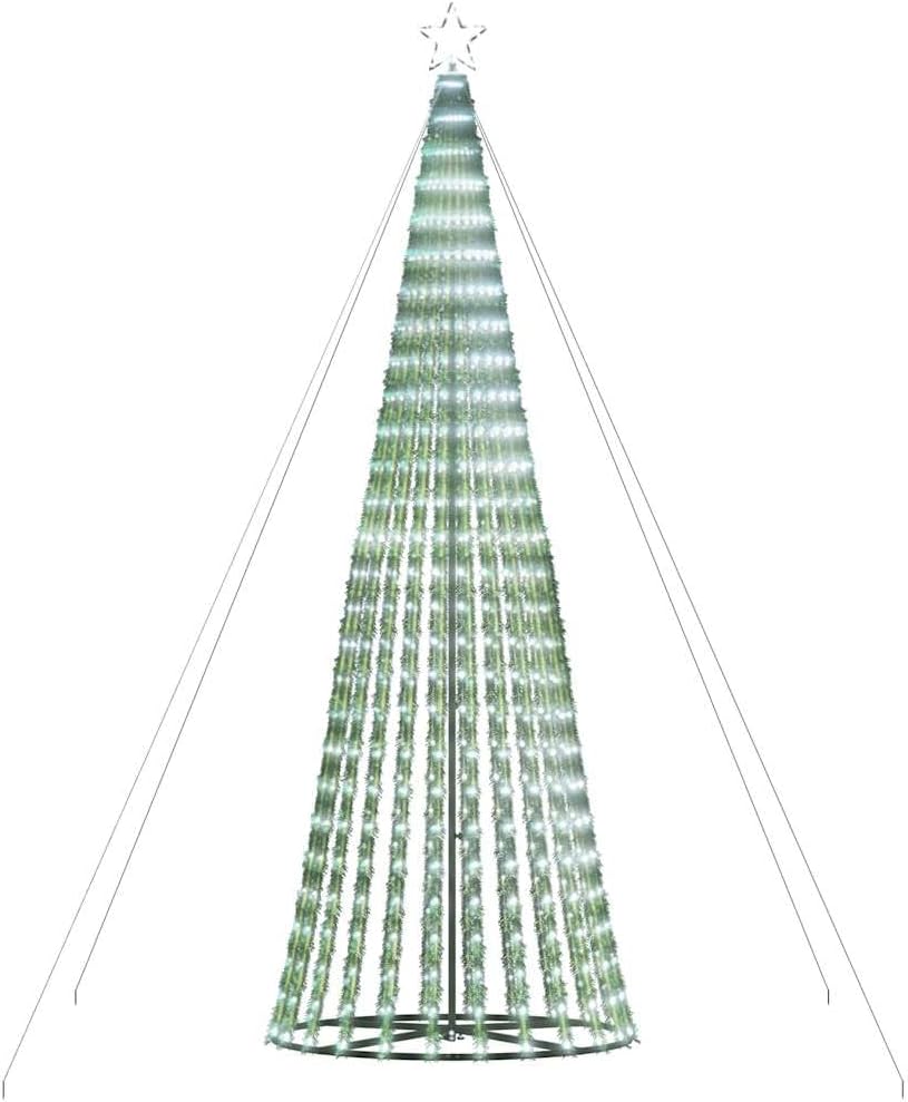 Festnight Arbre de Noël Cône Lumineuse avec Etoile Christmas Cone Tree Lights Sapin de Noël Guirlande Lumineux Intérieur Extérieur Décoration de Noël-Blanc froid-403 cm