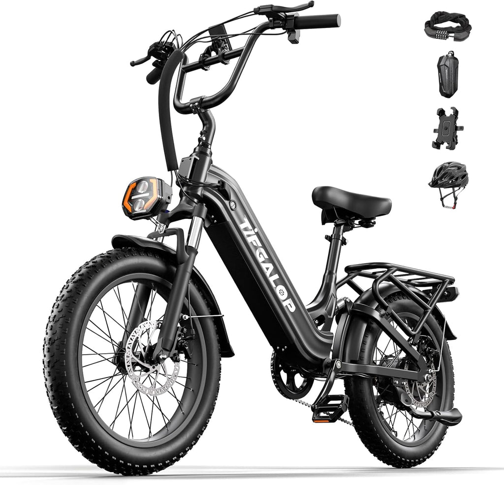 Lohang Vélo électrique Adulte, 20 Pouces, Batterie au Lithium Amovible 48 V 20 Ah, autonomie 50-150 km, Suspension intégrale, 7 Vitesses.
