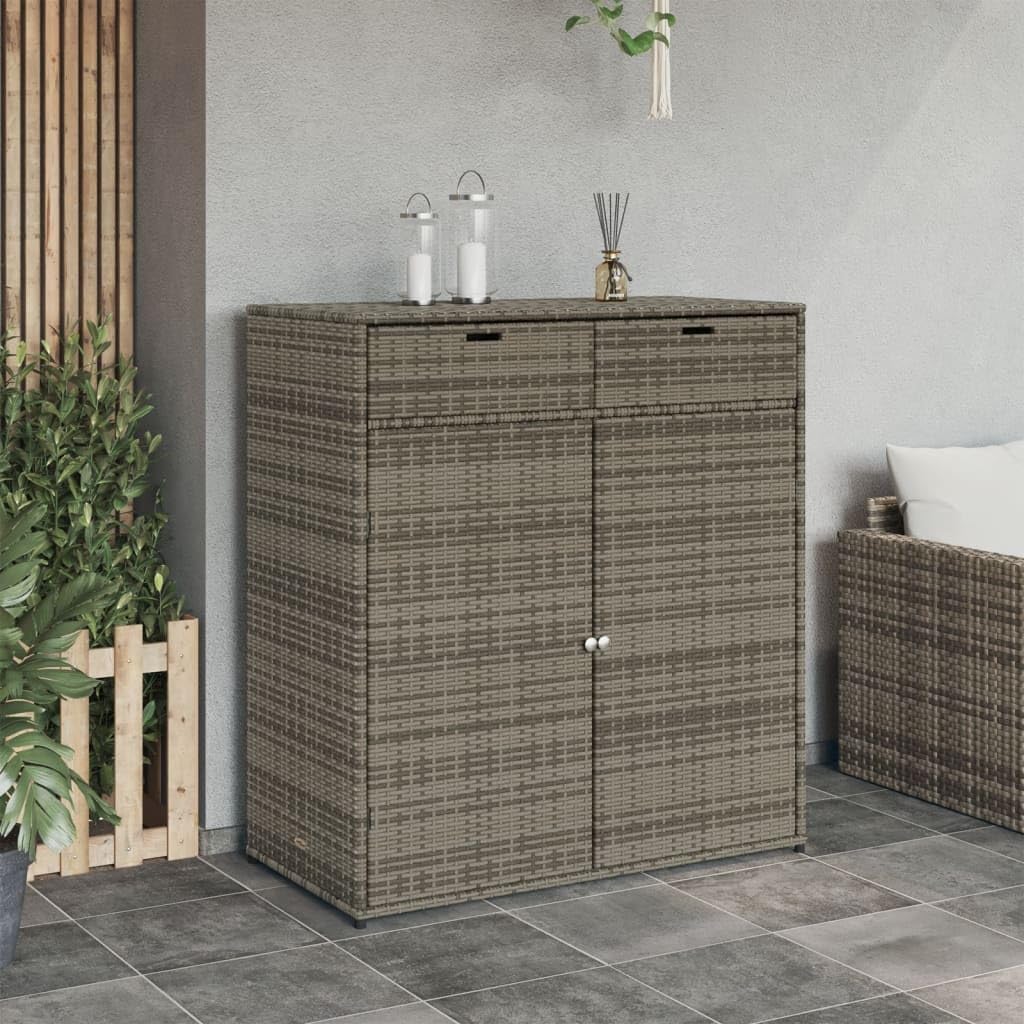 Canditree Armoire de Rangement de Jardin avec 2 Tiroirs 2 Portes, Meuble de Rangement Extérieur pour Outils Coussins (Gris)