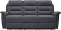 LOUNGITUDE - Canapé de Relaxation Manuel 3 Places en Tissu - Gris foncé