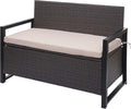 Décoshop26 Banc de Jardin 2 Places en polyrotin Gris Coffre de Rangement Coussin d'assise Beige 04 0004170