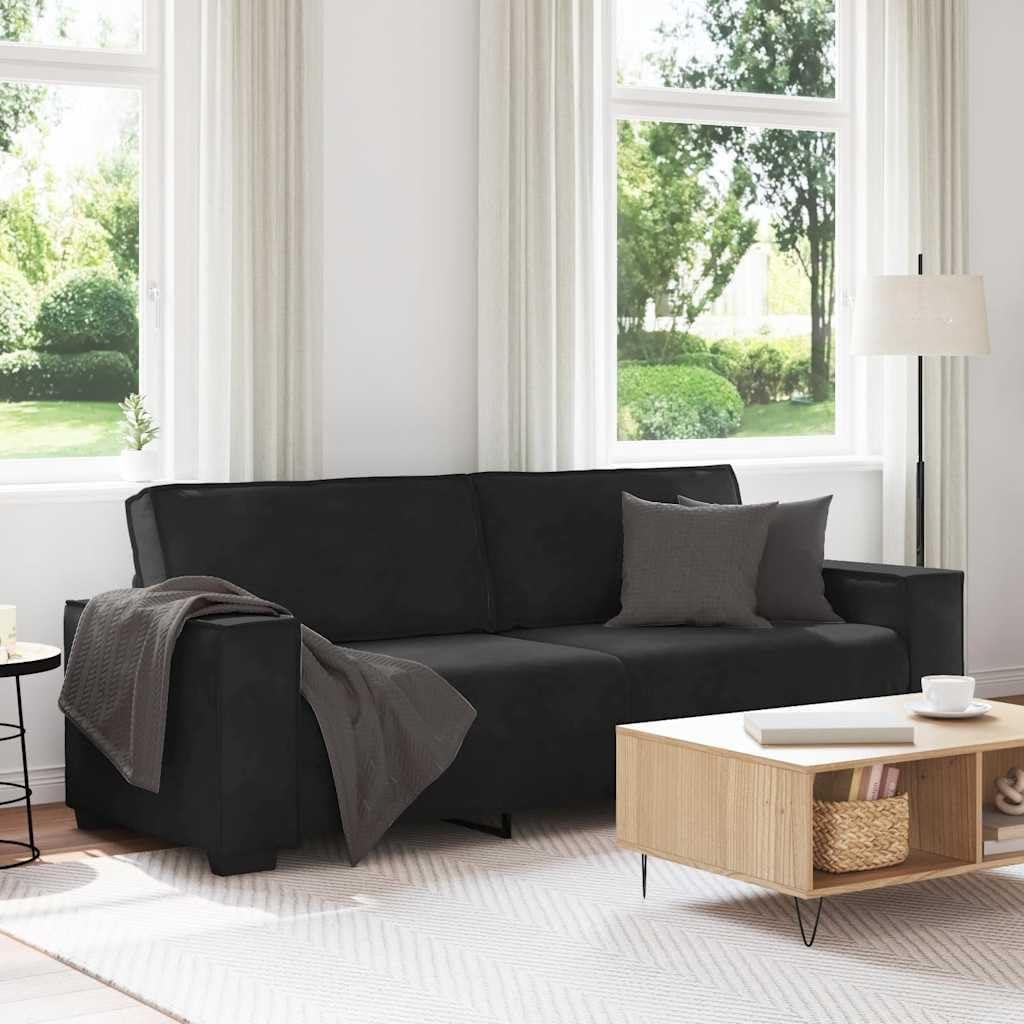 vidaXL Canapé à 3 Places Noir 180 cm Velours, canapé, canapé Trois Places, canapé 3 Places en Velours, Divan, canapé en Velours
