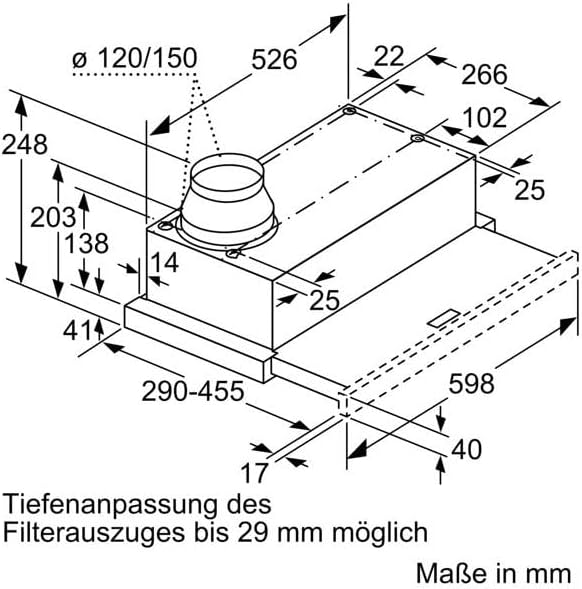 Bosch DFM064W54 Hotte télescopique Série 2, 1 moteur, 3 vitesses d'aspiration Eclairage LED, 60 cm, Silver