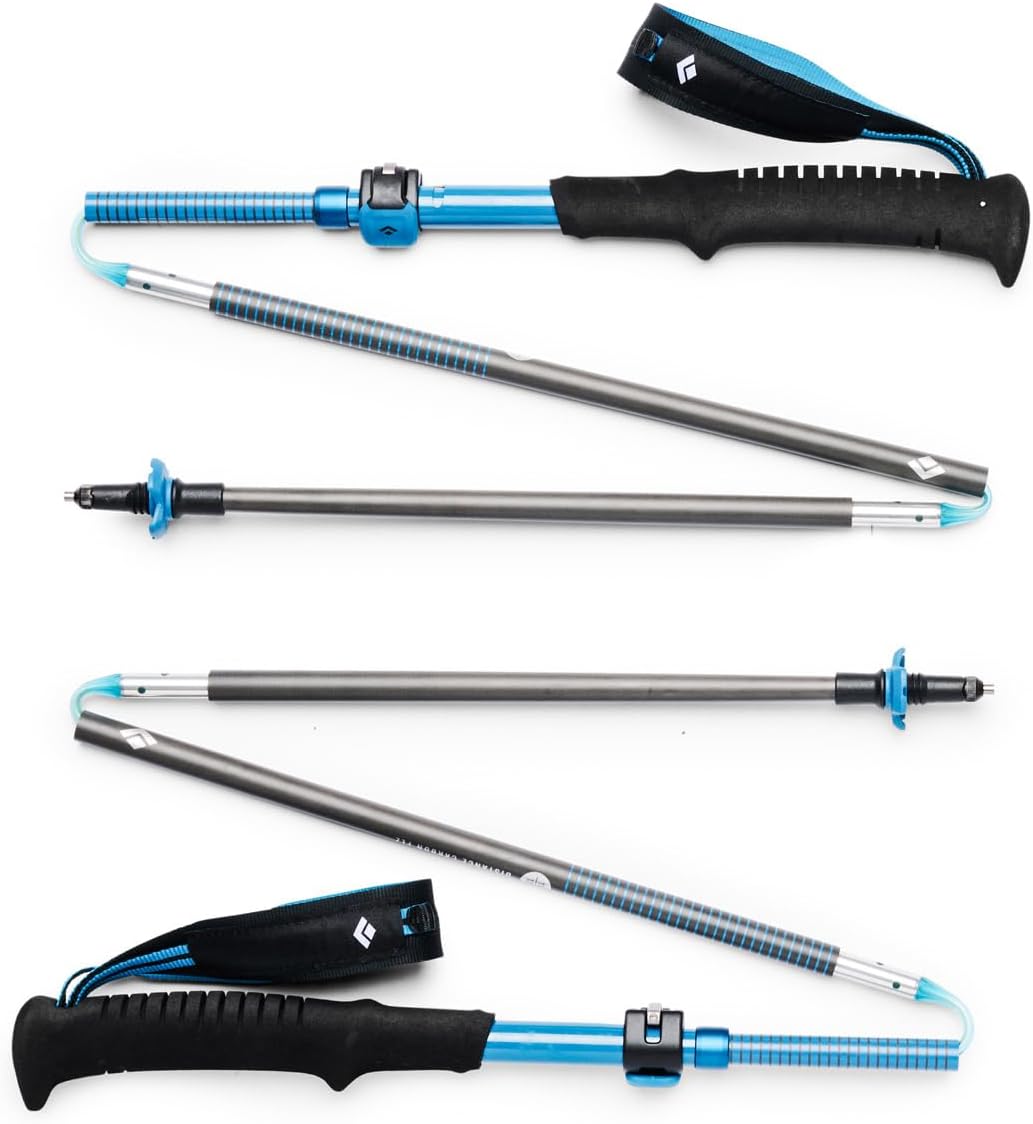 Black Diamond Distance Carbon FLZ Paire de bâtons de randonnée Pliables Ultra légers en Fibre de Carbone Longueur réglable Ciel désert 125 cm