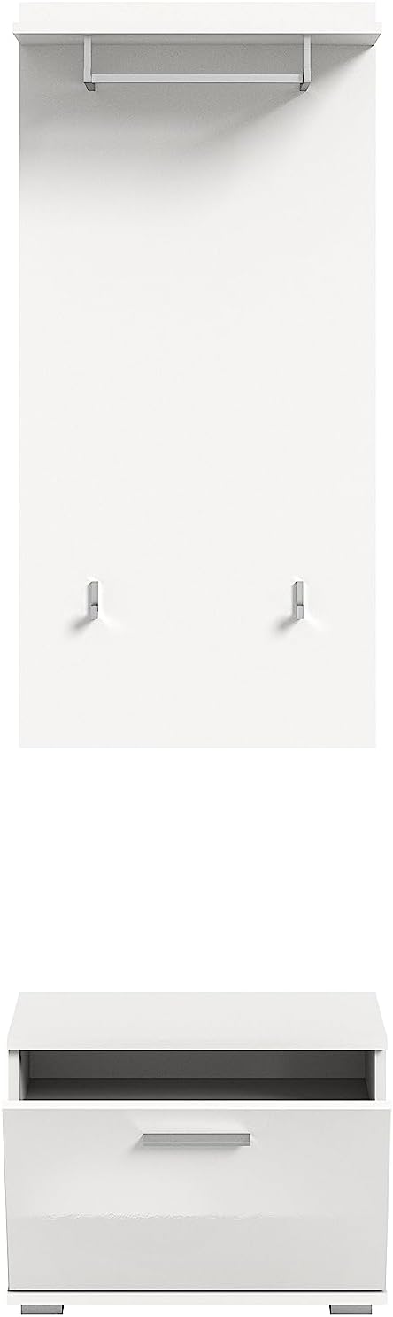 xonox.home X98A9G09 Combinaison vestiaire 55 x 191 x 37 cm en Blanc Imitation et Blanc Brillant