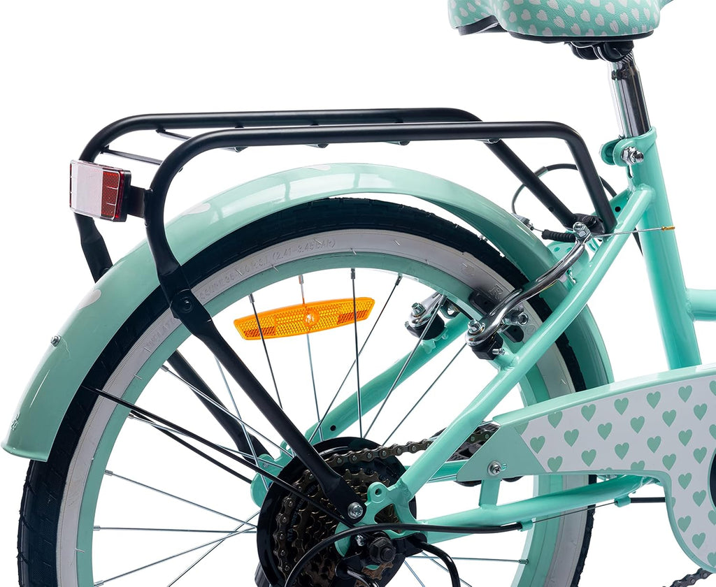 Heart Bike Vélo pour Une Fille 20 Pouces, Vélo Enfant 6-10 Ans, 6 Vitesses Shimano, vélo d'enfant Ans Hauteur réglable