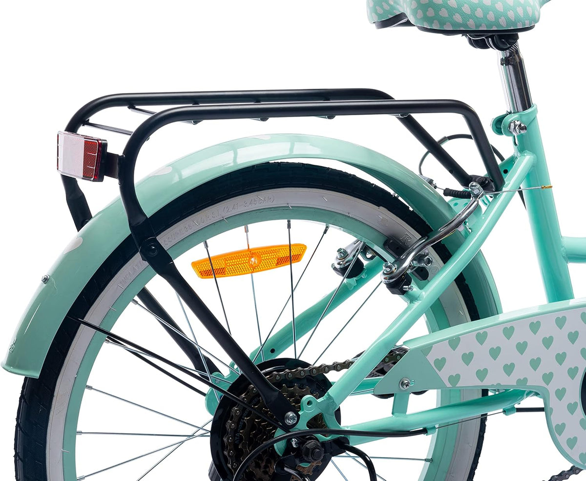 Heart Bike Vélo pour Une Fille 20 Pouces, Vélo Enfant 6-10 Ans, 6 Vitesses Shimano, vélo d'enfant Ans Hauteur réglable
