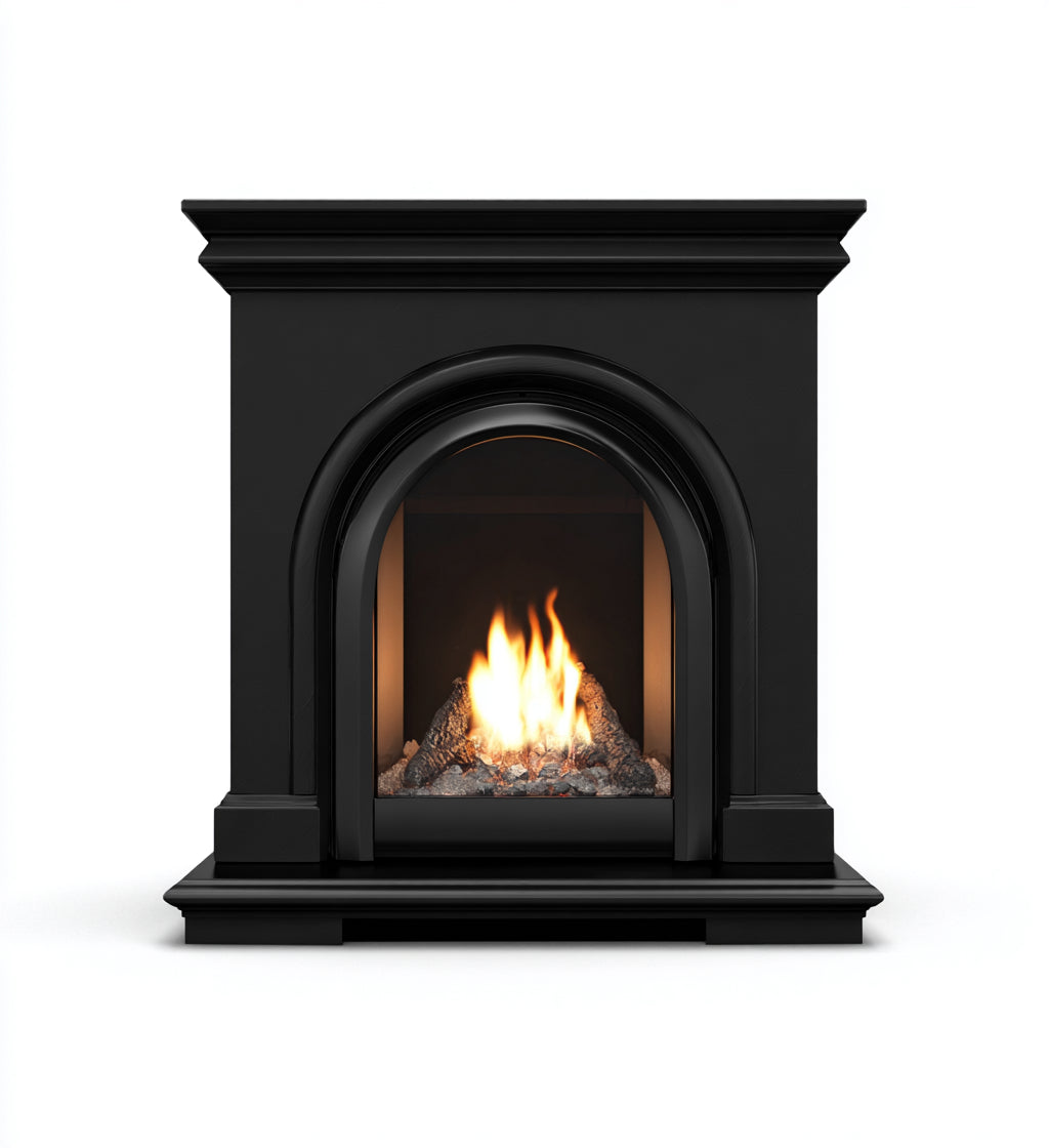 Cheminée à gaz - métal 80x35x85 cm - noir - style classique