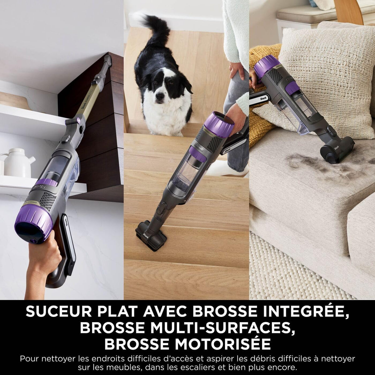Shark aspirateur sans fil PowerDetect Clean et Empty, DuoClean Detect, Reverse Clean, base auto-vidante 2 l, Anti-Hair Wrap Plus, autonomie 70 min, léger, animaux ou multisurface, Gris IP3251EUT