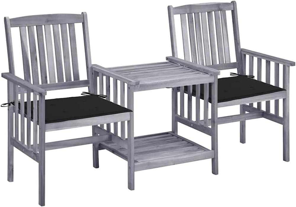 Générique Chaises de Jardin avec Table à thé et Coussins Acacia Solide,Salons de Jardin,3061309