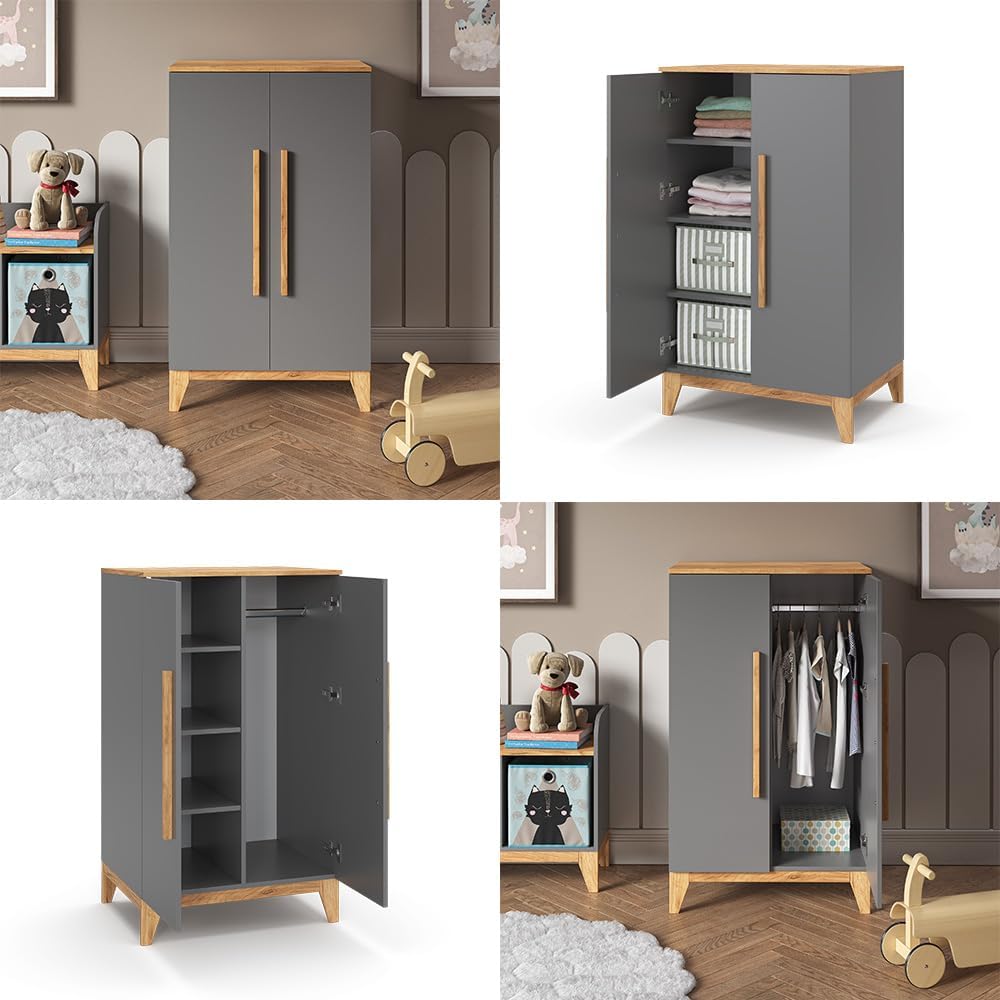 VitaliSpa Armoire pour Enfants Malia, Gris, 53.4x120cm