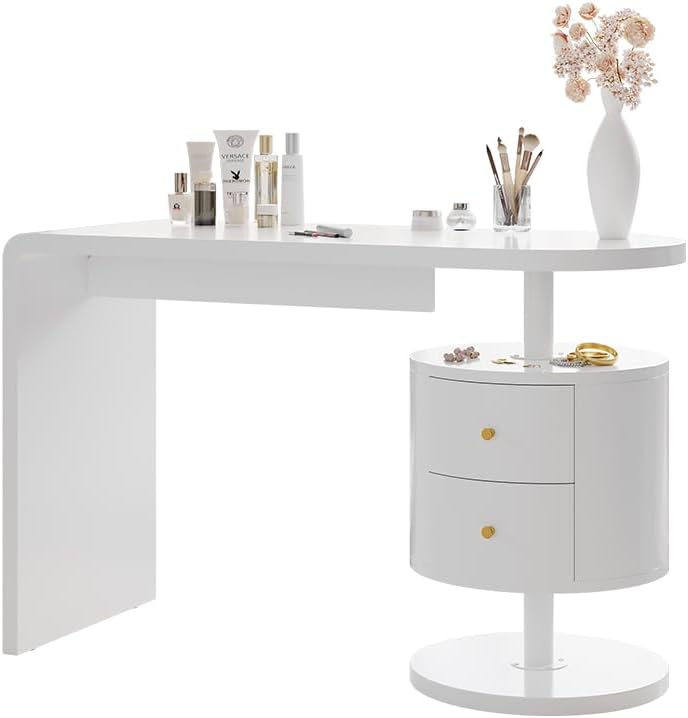 Vicco Coiffeuse Lara, Blanc Haute Brillance, 120 cm avec 2 tiroirs