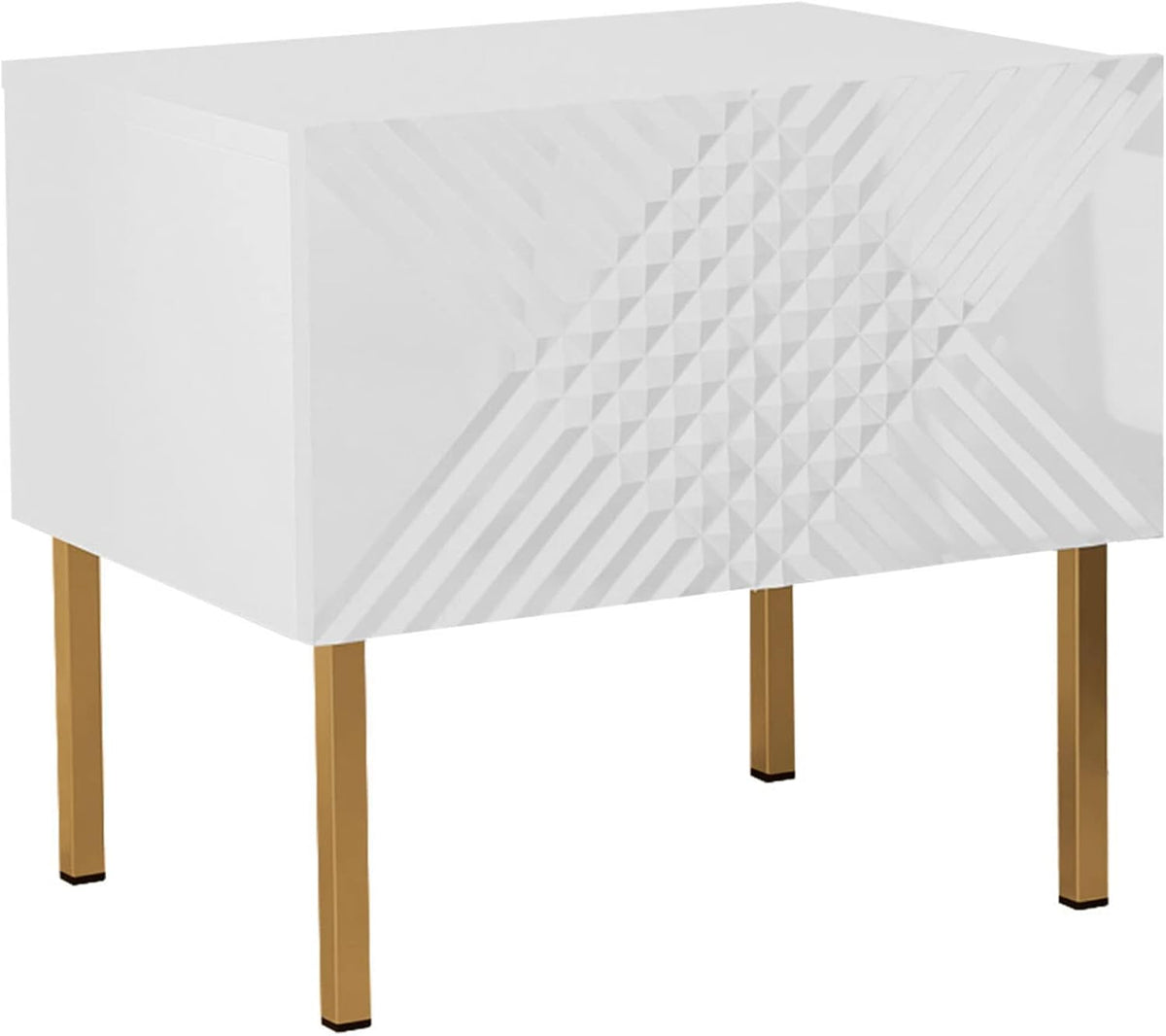 Table de chevet Elarate 50 avec tiroir, armoire de nuit, console de nuit, table d'appoint, commode de chambre pour adulte, chambre à coucher (blancblanc brillant)