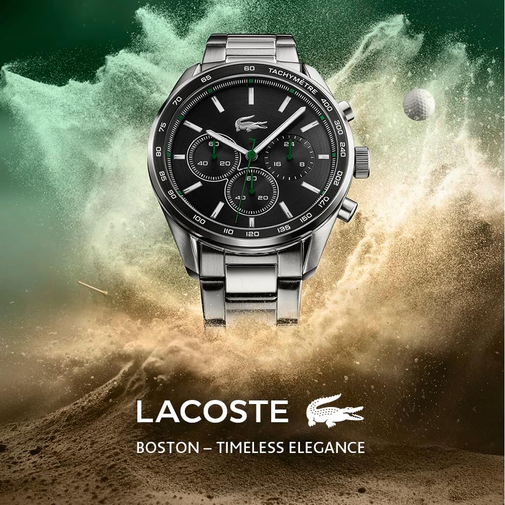 Montre Chronographe à Quartz Collection Boston pour Homme avec Bracelet en Cuir ou en Acier Inoxydable en Maillons ou Maille