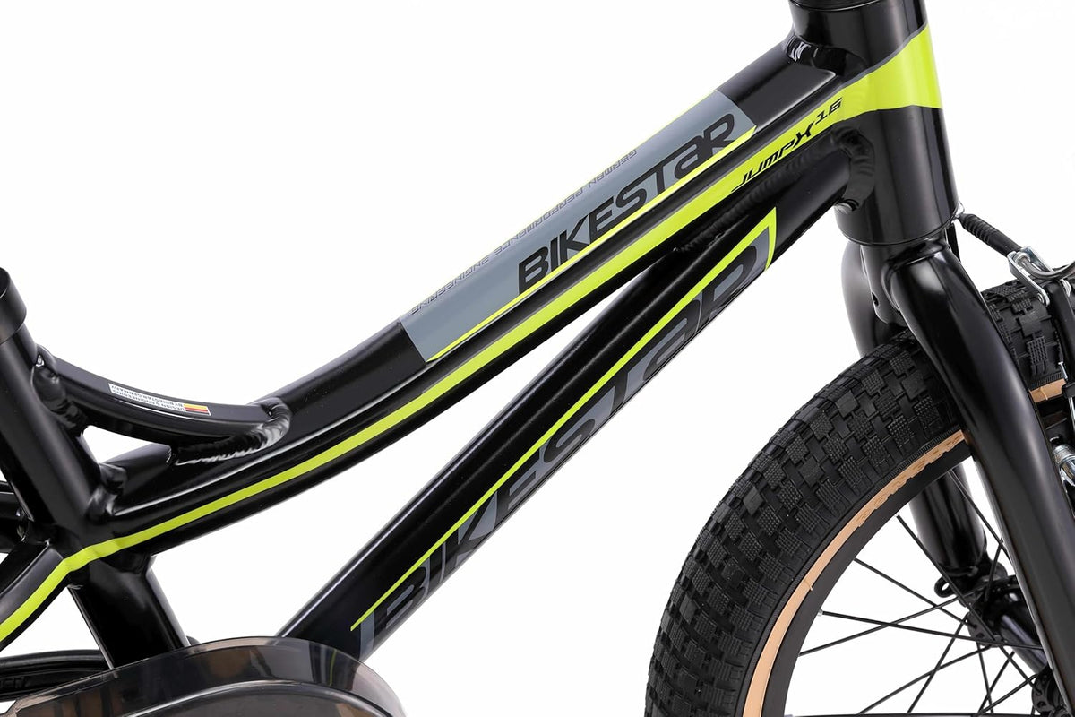 BIKESTAR Vélo Enfant en Aluminium pour Garcons et Filles de 4-5 Ans | Bicyclette Enfant 16 Pouces vélo de Montagne avec Freins en V | Noir Vert
