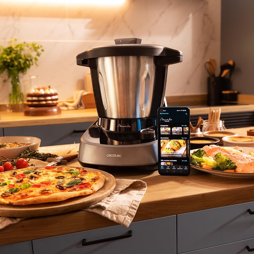 Cecotec Robot de cuisine multifonction Mambo 11090 1600 W 37 fonctions, APP, Balance et Pichet de 3,3 litres en acier inoxydable pour lave-vaisselle, Recette et accessoires