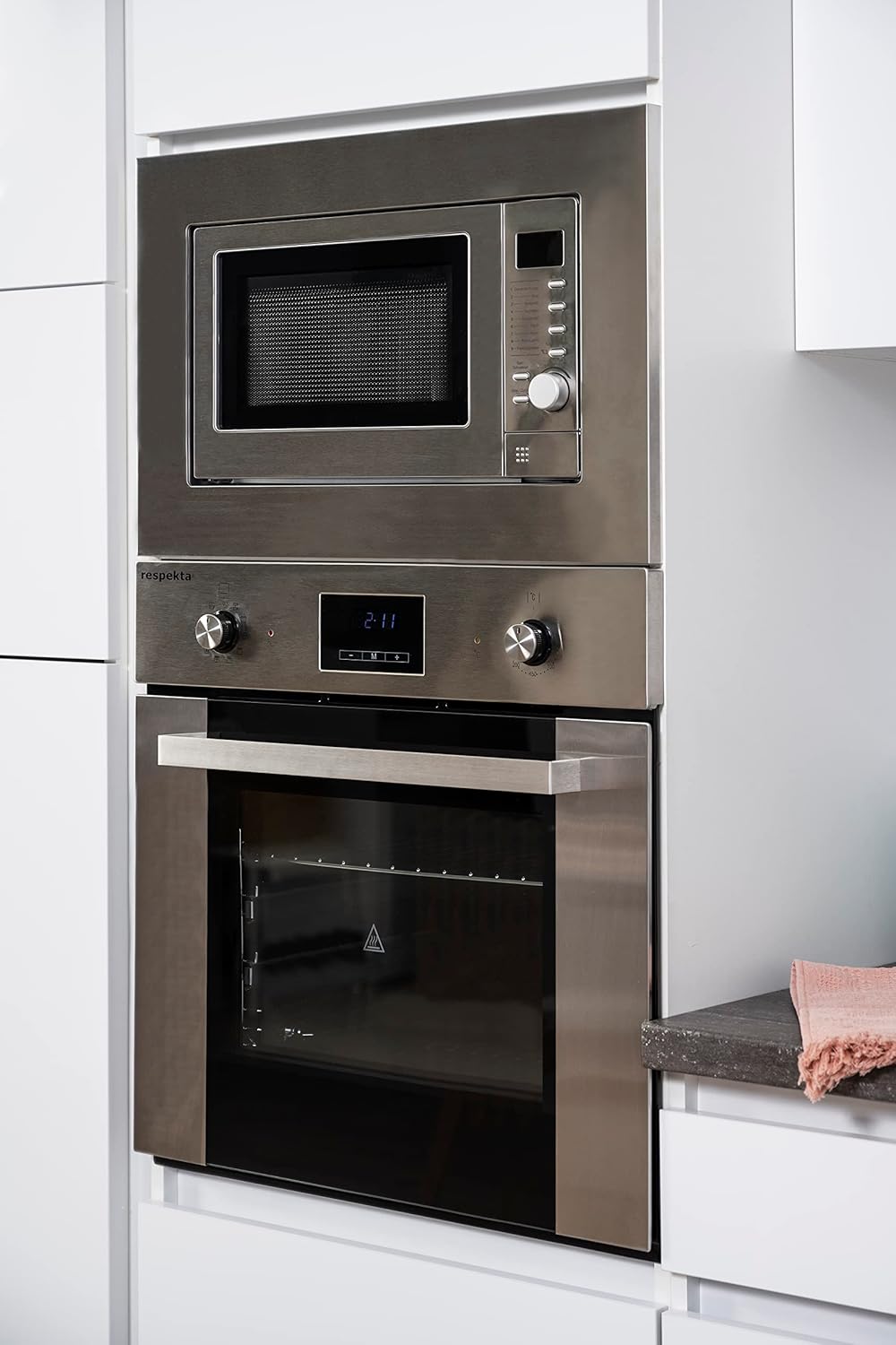 respekta Lorena Bloc de cuisine sans poignée Blanc/noir 345 cm