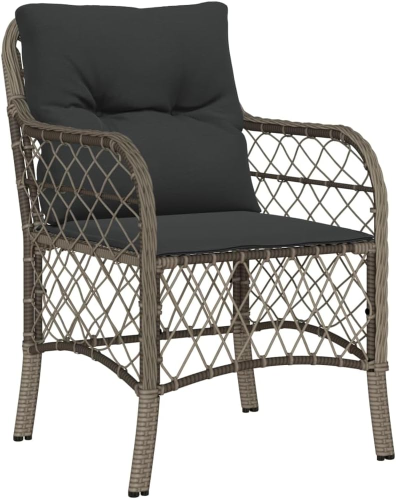 ShGaxin Chaises de jardin avec coussins 2 pièces grises en polyrotin, chaises de jardin, chaises d'extérieur, chaises pour table de jardin, 365155