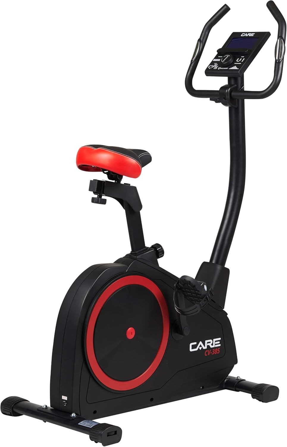 CARE FITNESS - Vélo d’Appartement CV-385-24 Niveaux de Difficulté - 24 Programmes - Compteur LCD Rétro-éclairé - Cardiofréquencemètres - Compatible avec l'application Kinomap - Port USB Noir