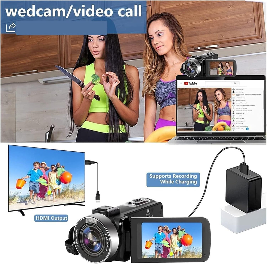 LBNVBC Caméra vidéo numérique Professionnel 4K caméscope Fill Light Vlogging Kit for Le Streaming avec 16X Zoom Photographie(32G SD Card,with Light)