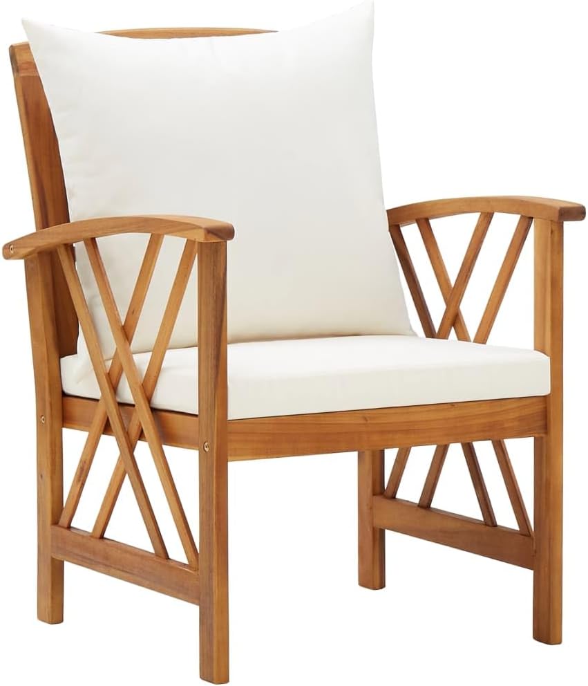 vidaXL 2X Bois d'Acacia Massif Chaises de Jardin avec Coussins Fauteuils de Patio Fauteuils de Jardin Chaises de Terrasse Extérieur Arrière-Cour