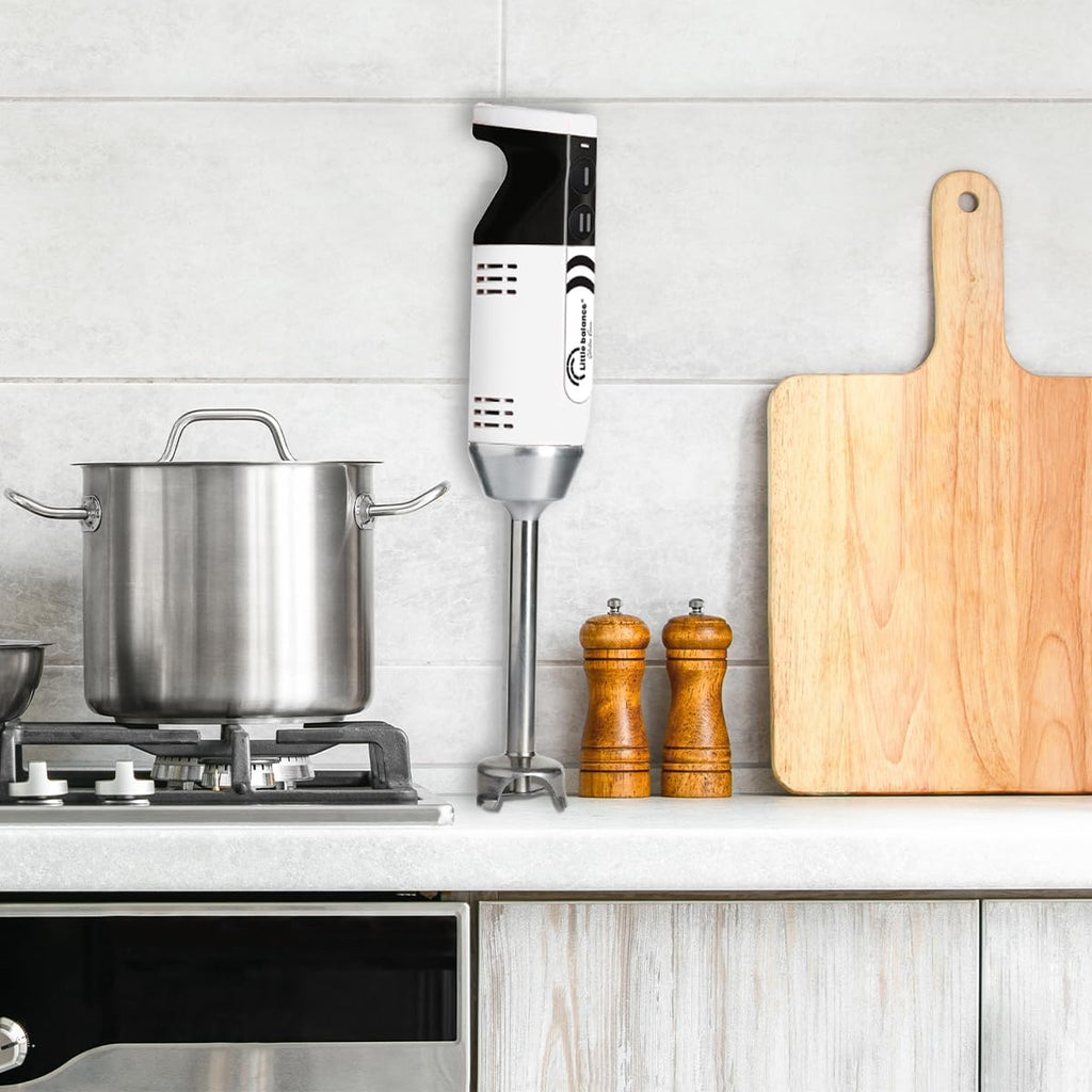 LITTLE BALANCE 8576 Chef Mixx Pro, Mixeur plongeant professionnel, 2 vitesses, 4 accessoires, 700 W, Fabrication française, Blanc/Inox