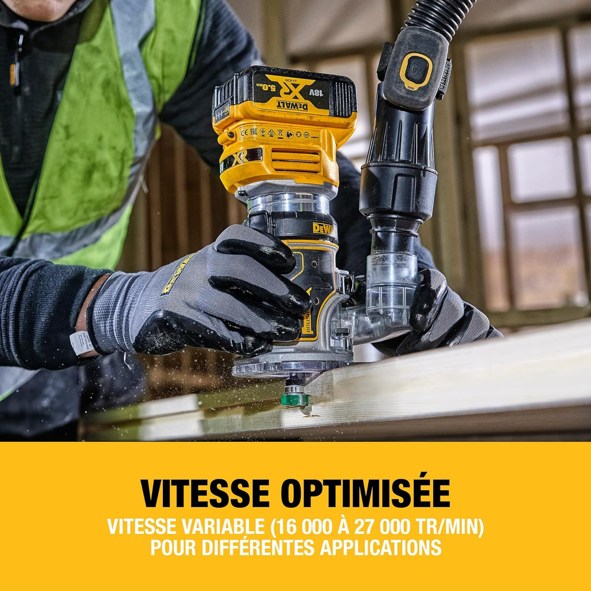 Affleureuse Défonceuse Compacte Brushless XR 18V 1/4" (8mm), avec coffret TSTAK, livré sans batterie, DCW604NT-XJ