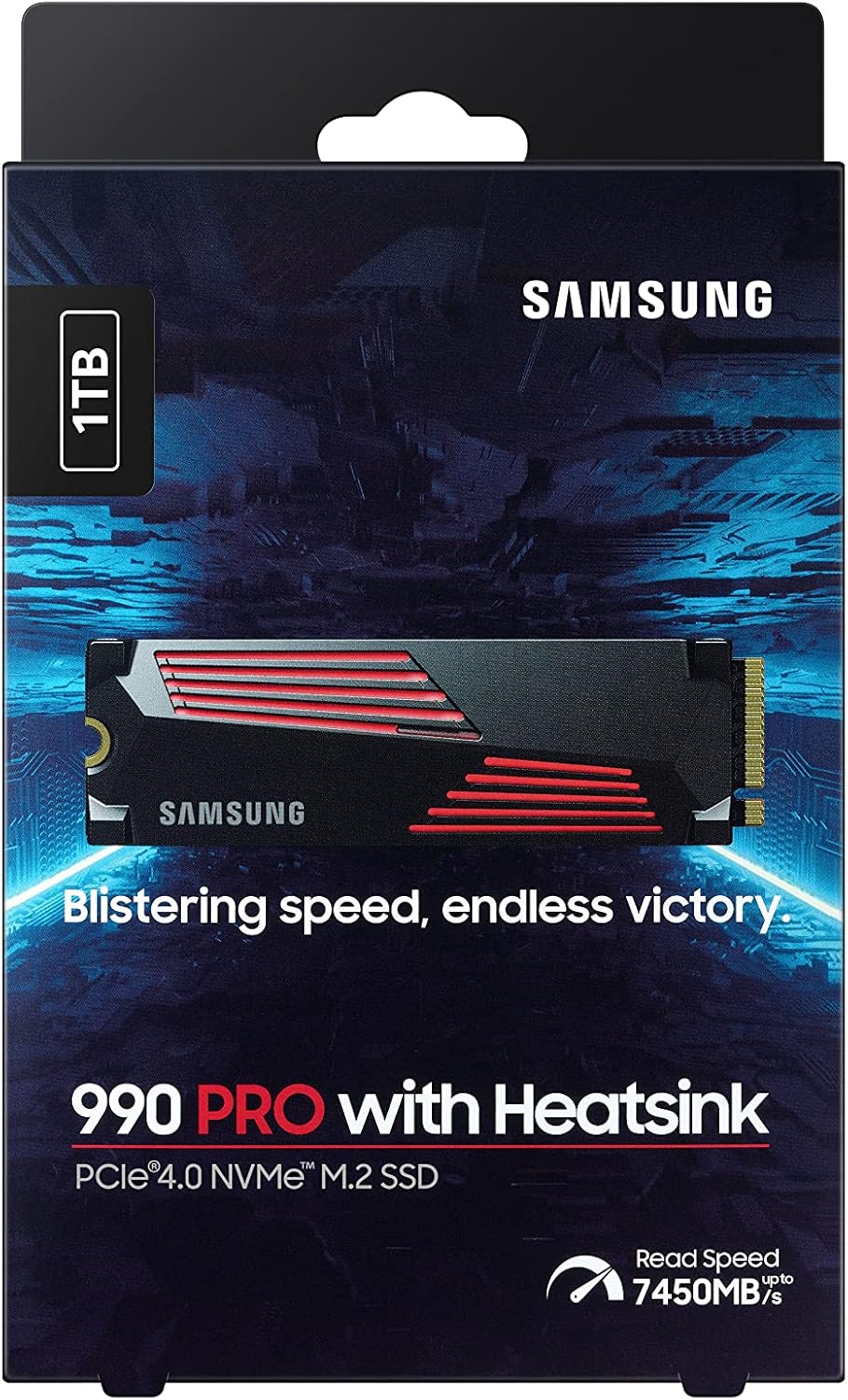 SSD Interne 990 PRO avec dissipateur, NVMe M.2 PCle 4.0, 1 To, Vitesse de lecture jusqu'à 7 450 Mo/s, Gestion Intelligente de la chaleur, MZ-V9P1T0CW