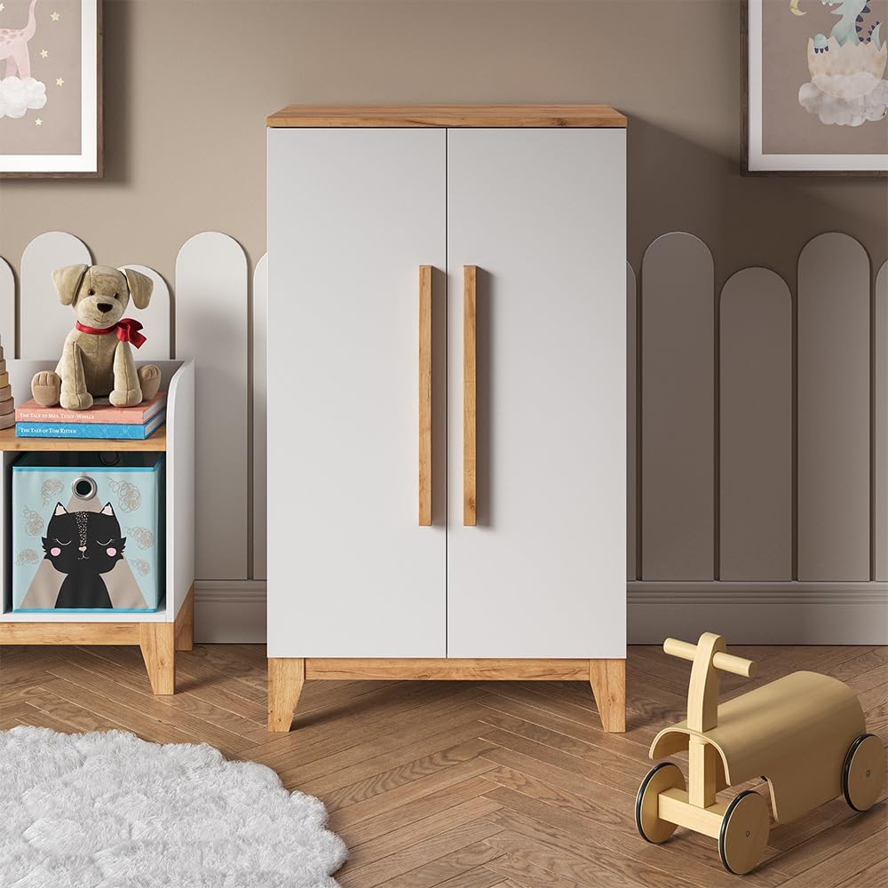 VitaliSpa Armoire pour Enfants Malia, Blanc/Artisan, 70x120cm