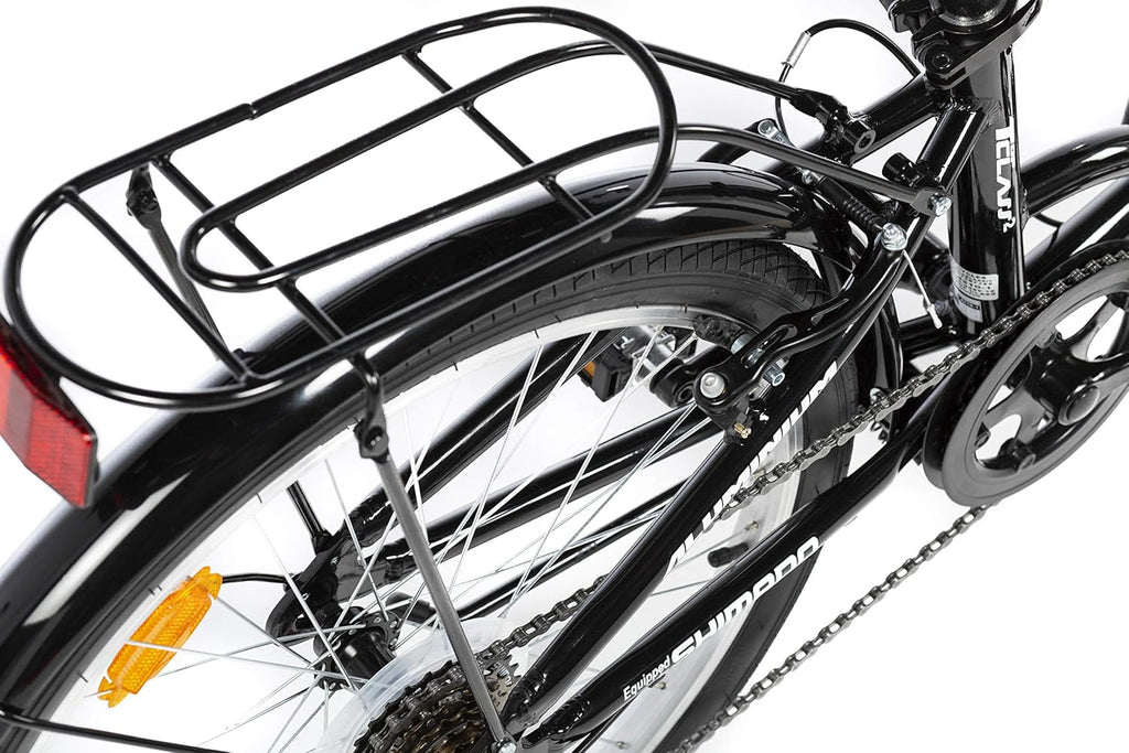 Moma Bikes, Vélo de Ville Pliant, Top Class 24" Noir, Aluminium, 6V, Selle Comfort