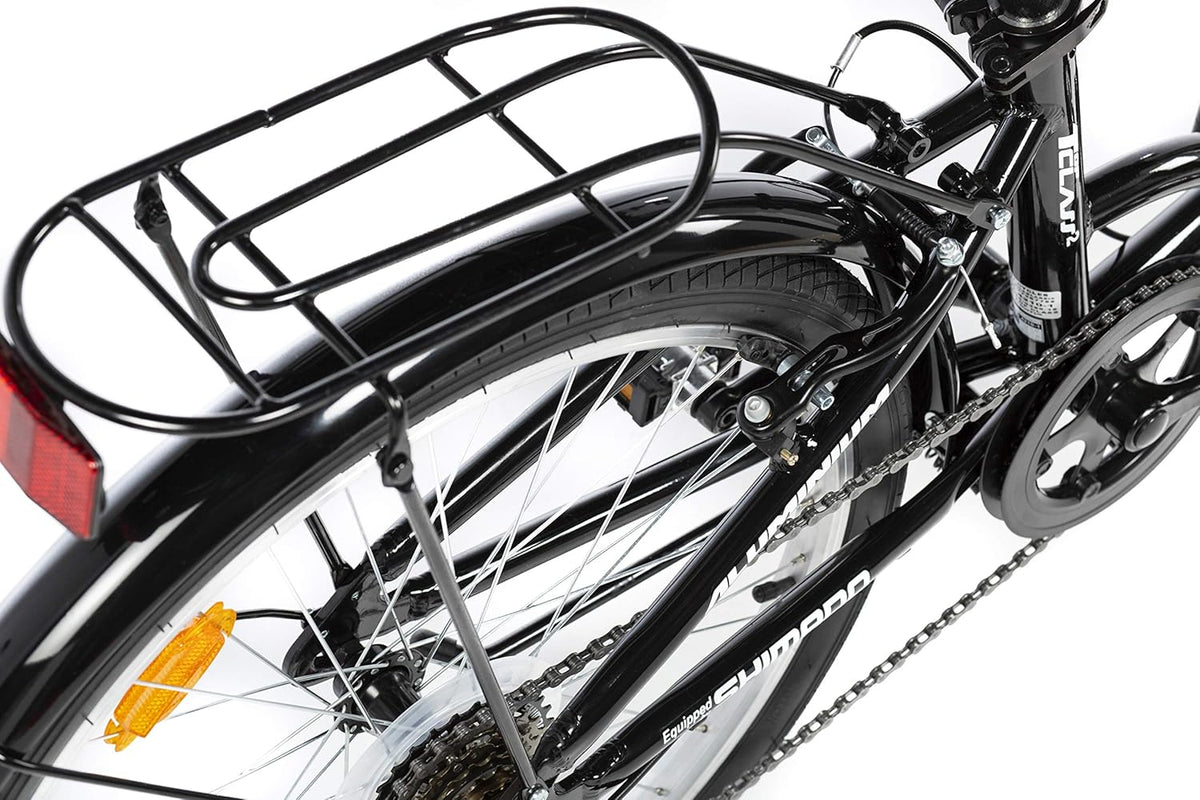 Moma Bikes, Vélo de Ville Pliant, Top Class 24" Noir, Aluminium, 6V, Selle Comfort