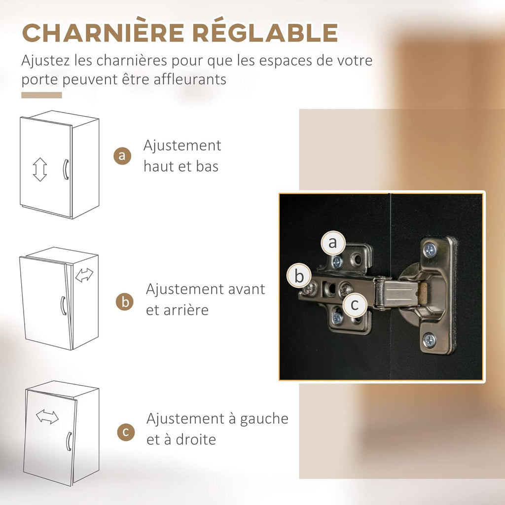 HOMCOM Buffet de Cuisine Armoire de Cuisine Buffet de Salle à Manger 3 niches Ouverts 3 placards avec Porte et 1 tiroir 119 x 41 x 180 cm Noir