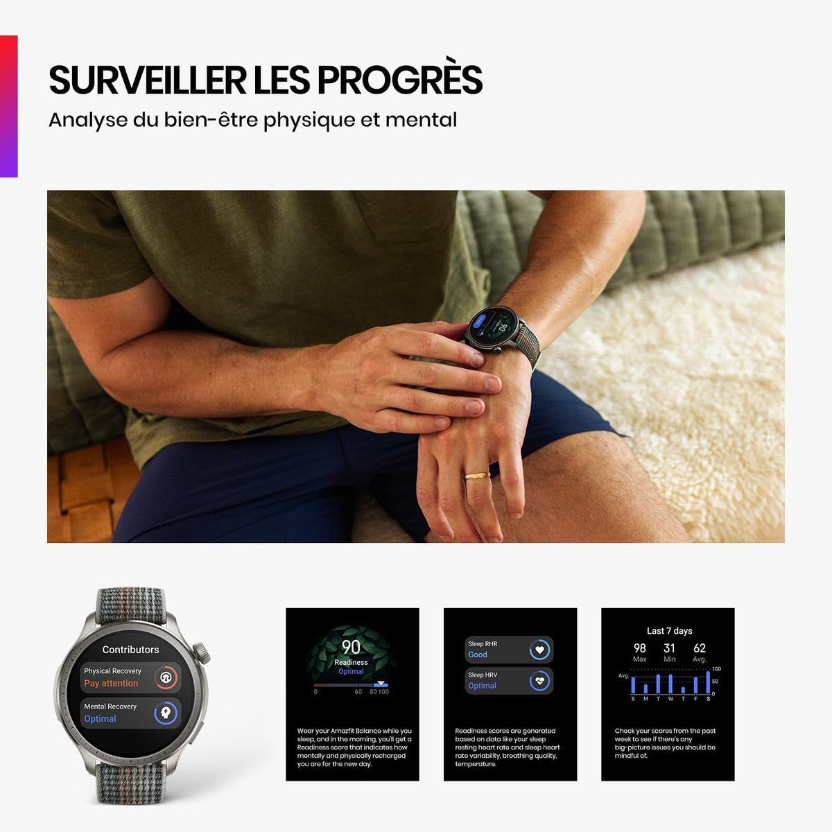 Amazfit Balance 46mm Montre Intelligente, Paiement Sans Contact NFC, de Fitness AI, Autonomie de 14 Jours, Surveillance du Sommeil et de la Santé, GPS, 150 Modes Sportifs pour Android et iPhone