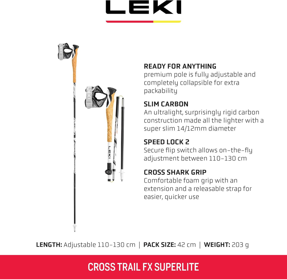 Leki Cross Trail FX Superlite Bâtons 110-130 cm