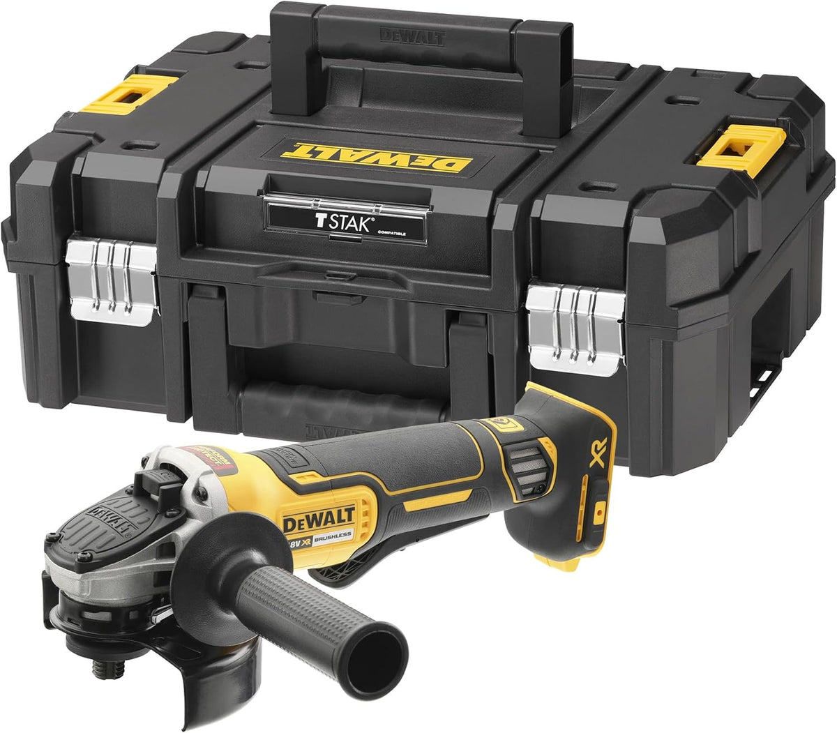 Meuleuse d'angle Brushless XR 18V 125mm, à interrupteur à palette, avec poignée latérale et coffret TSTAK, livré sans batterie, DCG406NT-XJ