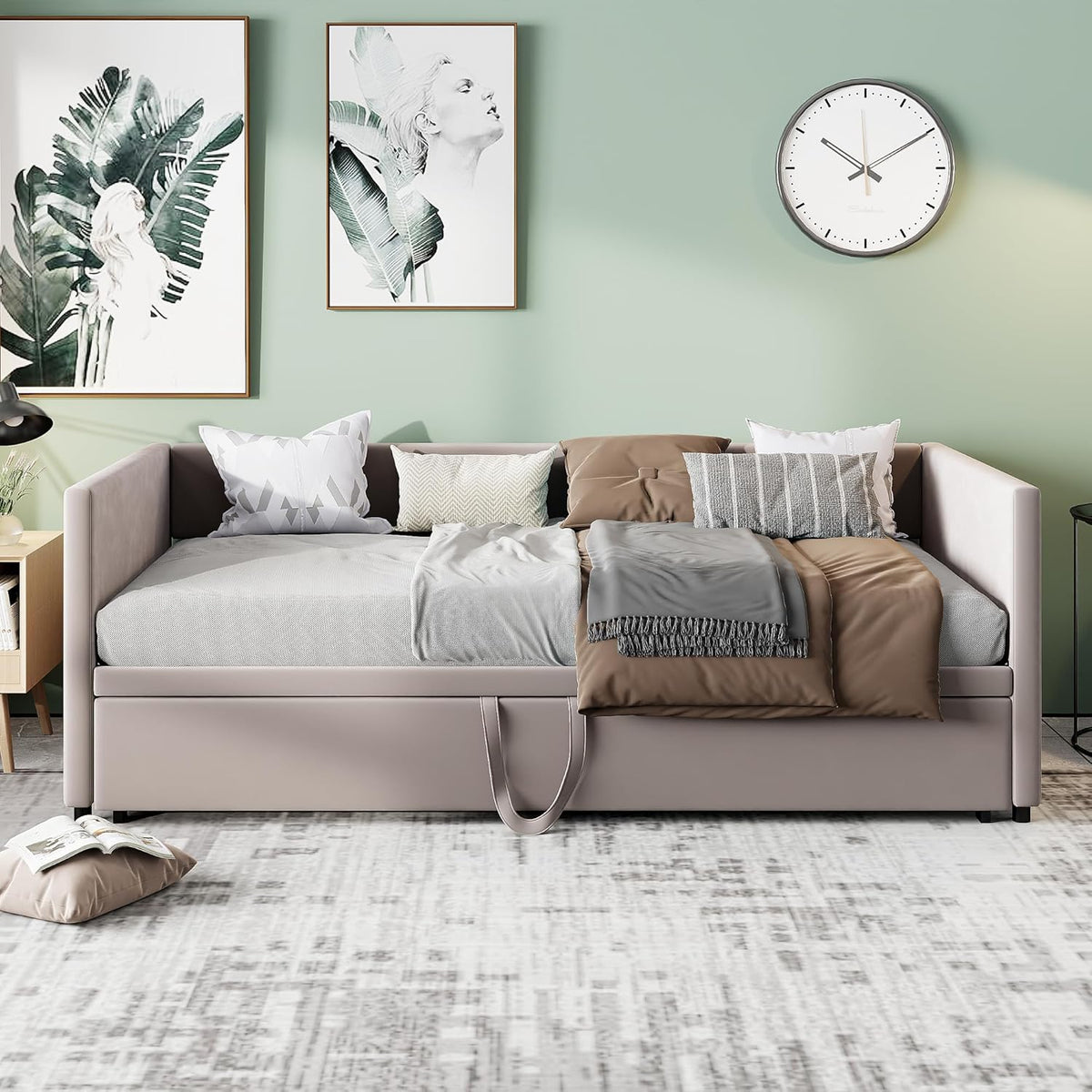 LIVLUX Canapé lit 2 Places, Canapé-lit Convertible 90/180 x 200 cm,avec sommier à Lattes, Tissu Velours,Canapé Convertible Extensible (Gris)