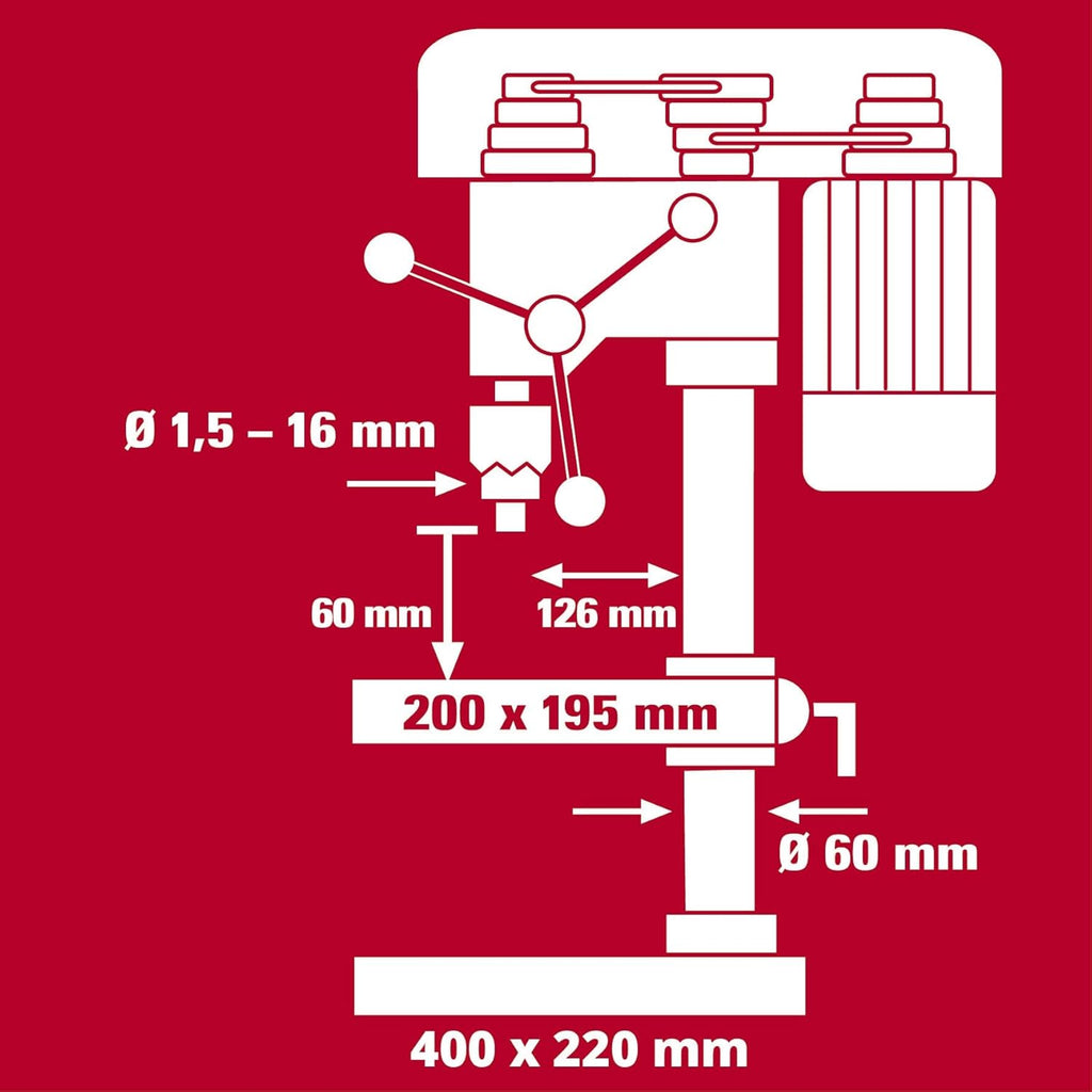 Einhell perceuse à colonne TC-BD 630/1 (630 W, profondeur de perçage max. 60 mm, butée de profondeur réglable, diamètre de foret max. 16 mm)